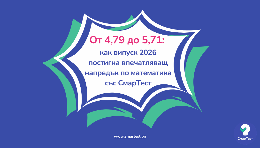 От 4,79 до 5,71: как един випуск постигна впечатляващ напредък по математика със СмарТест